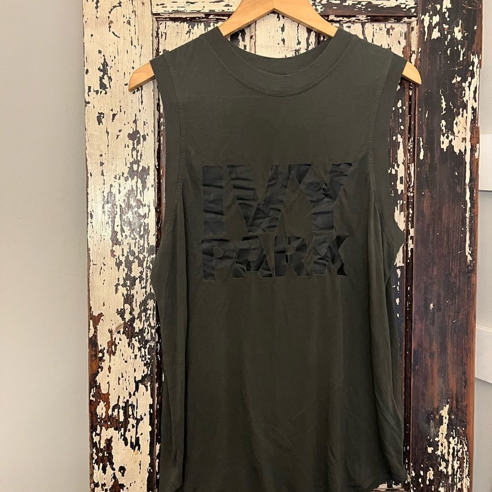 Ivy Park Logo Muscle Tank Top in Army Green Size small.